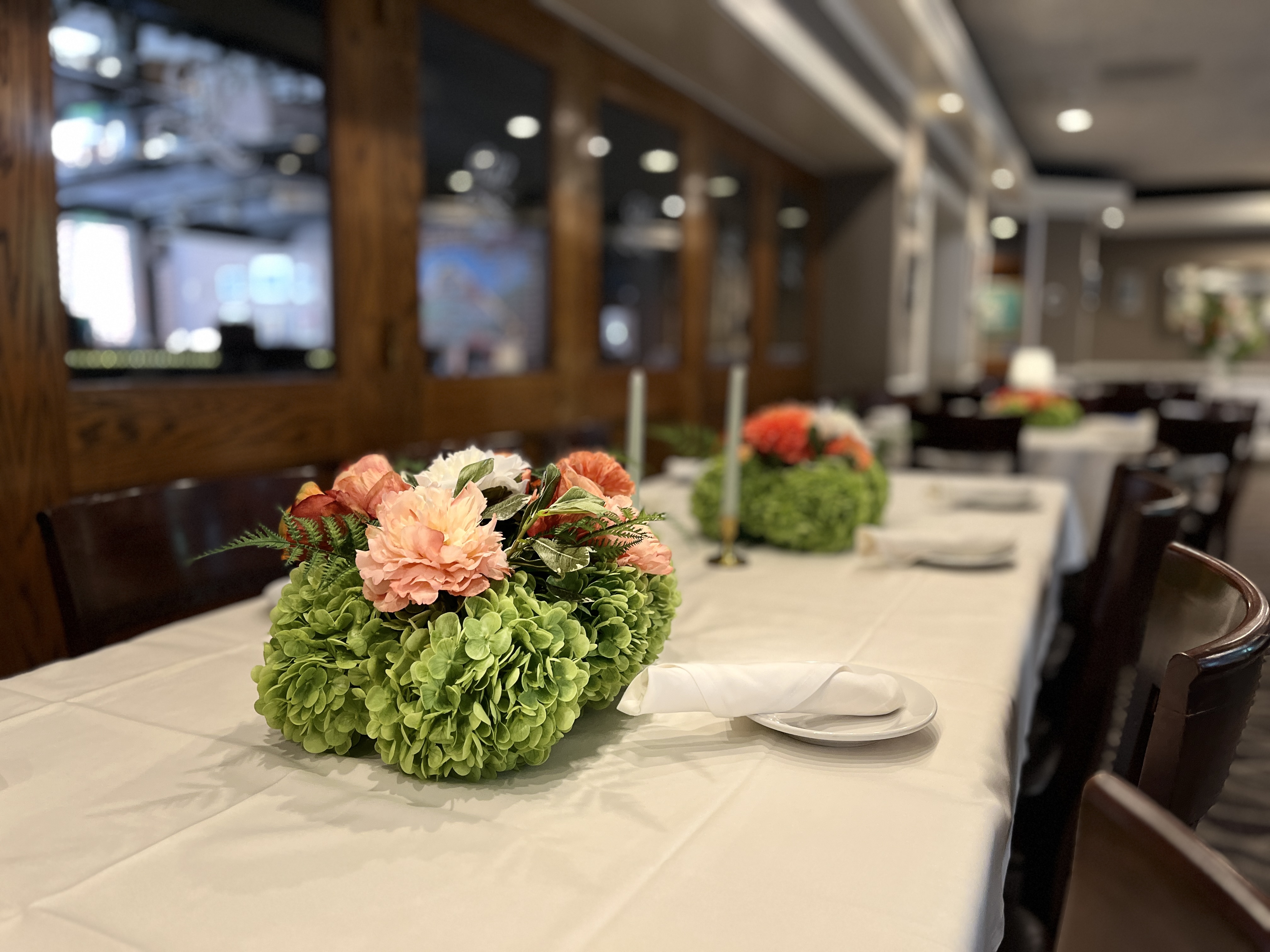 Layered floral styling for an event